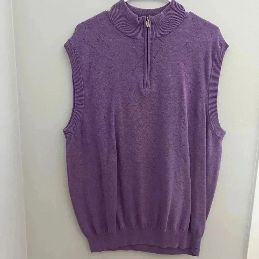 Large Purple men’s vest with light argyle stitching